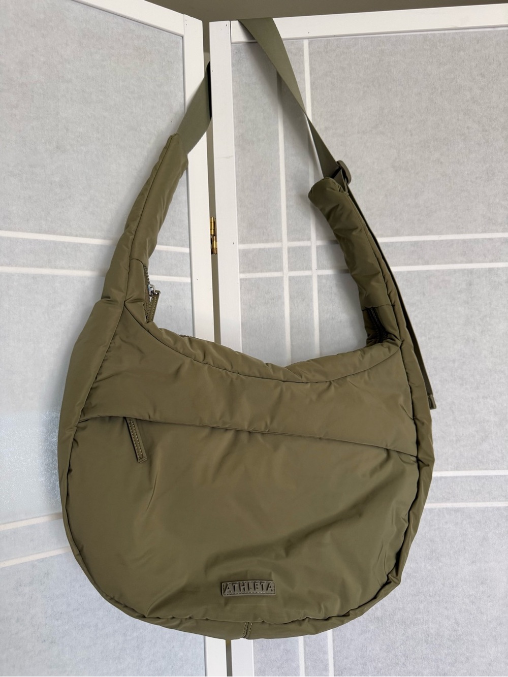 Athleta Olive Crescent Quilted Shoulder Bag